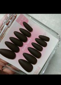 Matte Brown Almond Press-On Nails