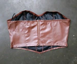 Brown Faux Leather Corset Top