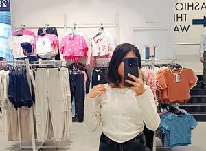 Cream Ribbed Square Neck Top