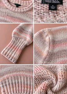 BLUSH PINK &amp; GREY MARLED KNIT CROPPED SWEATER