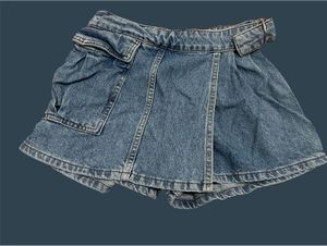 zara denim skirt pants underneat