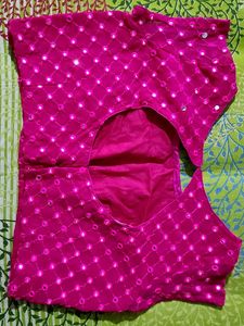 Gorgeous Designer Pink Mirror Work Blouse