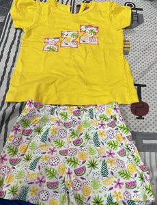Cute Yellow Fruit Print Shorts Set