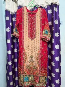 chiffon Premium  Beautiful pink Kurta Set