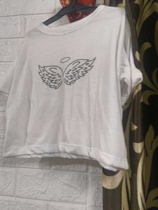 White Angel Wings Graphic T-Shirt with skirt