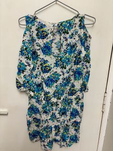Floral Blue And White Play suit