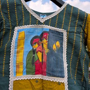 fabric Printed embroidery Kurta