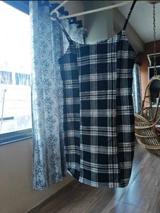 Black &amp; White Plaid Mini Dress