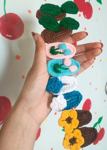 Handmade Crocheted Hair Clips Set