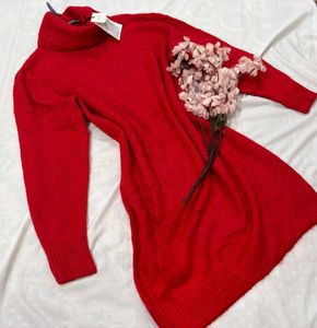 🌷New With Tag Red Turtleneck Knit Dress I