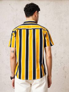 Retro Striped Button-Up Shirt