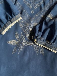 WISHFUL Blue Kurta Set with Golden Dupata