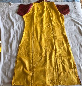 Vibrant Yellow Kurta with cotton bottom