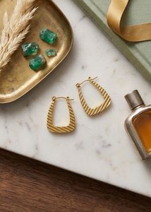 New Nti Tarnish Elegant Gold Tone Hoop Earrings