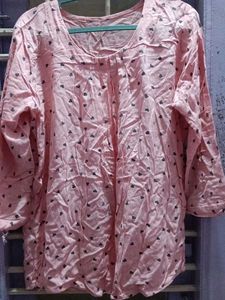 Cute Pink Heart Print Top l size