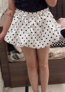 White Polka Dot Mini Skorts