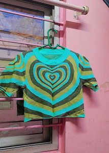 Heart Pattern Crop Top