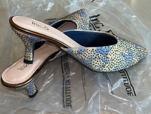 Sparkling Pointed Navy Toe Mules
