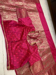 Beautiful Pink Chanderi Silk Saree