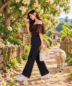 Chic Off-Shoulder Red Floral Top
