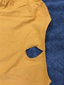 Mustard Yellow Eyelet Detail Top