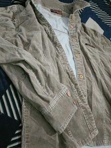 Classic Beige Fitted Corduroy Shirt for Women