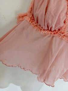 Pink Sheer Babydoll Top