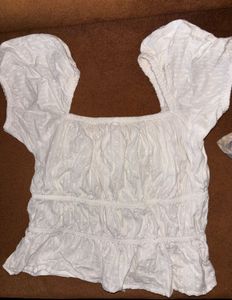 Chic White Puff Sleeve Peplum Top