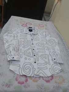 White and Grey Printed Shirt from High Demand