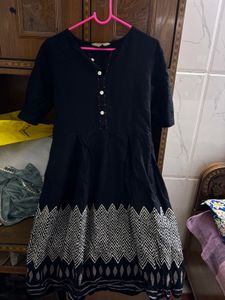 Stylish Black Kurta with Printed Border