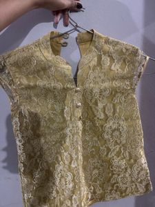 Elegant Gold Brocade Blouse