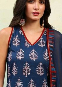 Elegant Blue Block Print Kurta Set