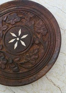 Hand Carved Wooden Decorative Plate