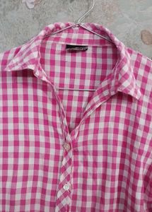 Pink Gingham Button-Up Shirt