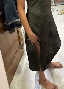 Sleek Olive Green Midi Dress