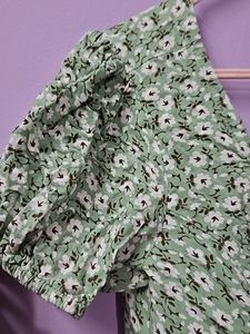 White And Green Floral Top