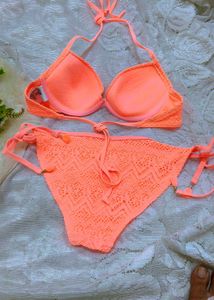 Coral Crochet Bikini Set