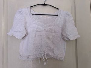 Chic White Eyelet Crop Top
