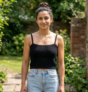 Combo of Black Cropped Knit Tank Top + yellow one