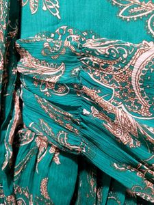 Chic Deep Green Paisley Tiered Dress