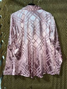 Satin Geometric Print Button-Up Shirt