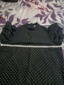 Chic Polka Dot Sheer Top, puff sleeves