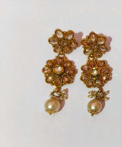 Elegant Pearl &amp; Stone Drop Earrings