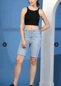 Light Wash Denim Bermuda Shorts