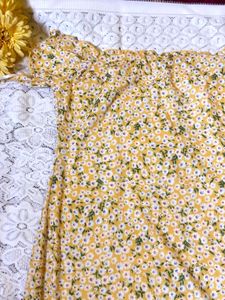 Shein Yellow Floral Off-Shoulder Mini Dress