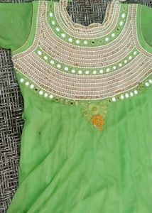 Jarkan And White Paurl Embroidery Gawn With Chunni