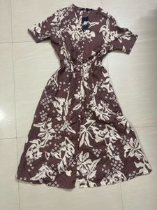 Brown Floral Button-Down Midi Dress🌷