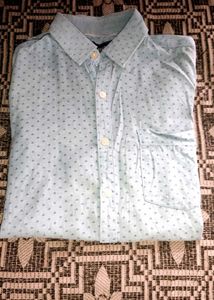 Men's Light Blue Printed Button-Down Shirt