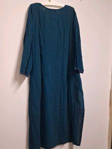 Teal Kurta with Embroidered Neckline