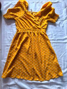 Chic Yellow Puff Sleeve Mini Dress